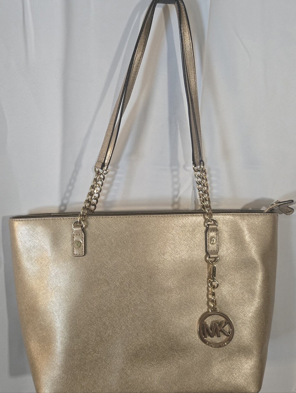 Michael Kors Metallic Gold Tote with Chain Straps